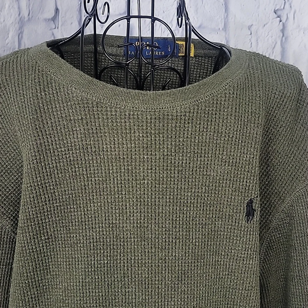 POLO RALPH LAUREN Green Waffle Knit Thermal Pony Long Sleeves‎ Men's Shirt Large